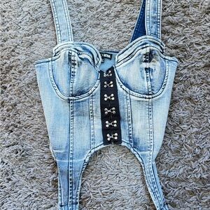 Blue Denim Corset Top